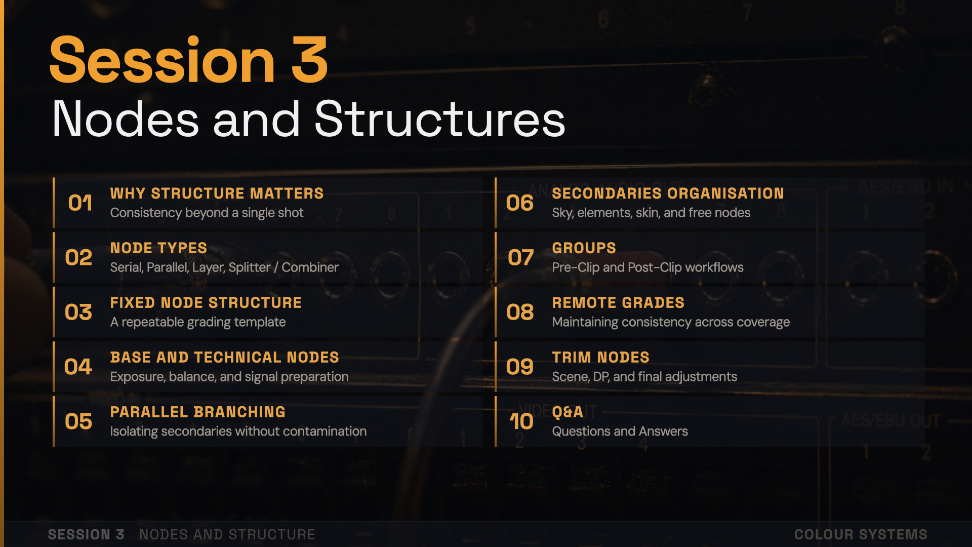 Color Systems session 3 agenda