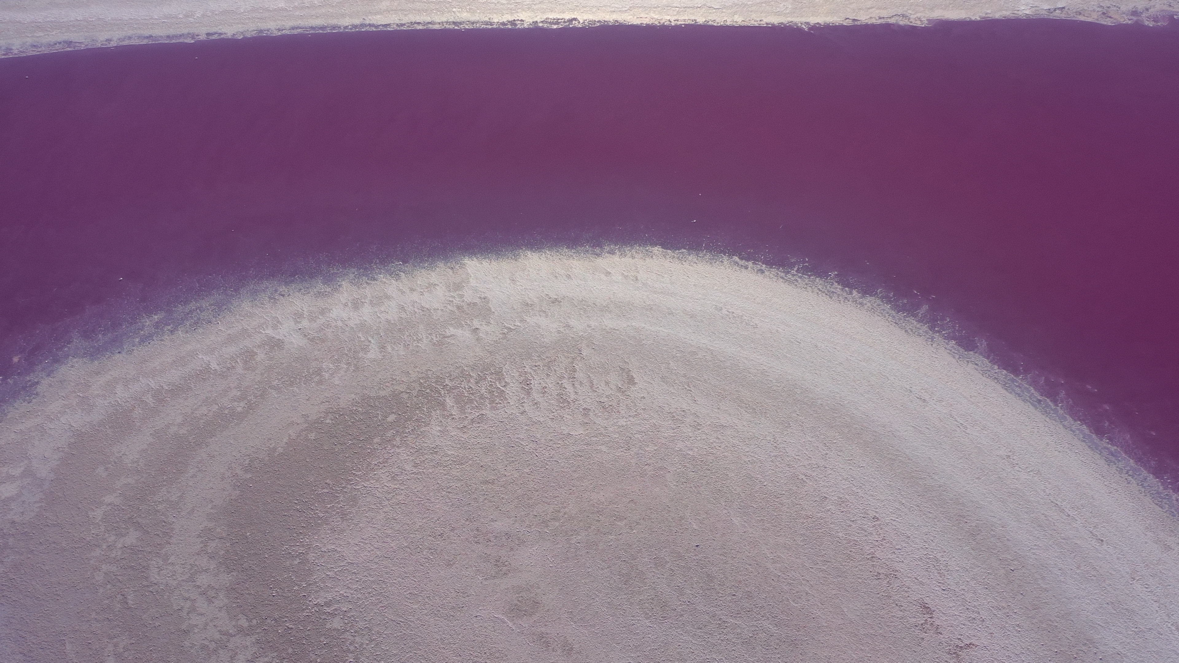 Eamon Wyss Eagle Eye aerial still with violet water and pale shoreline textures
